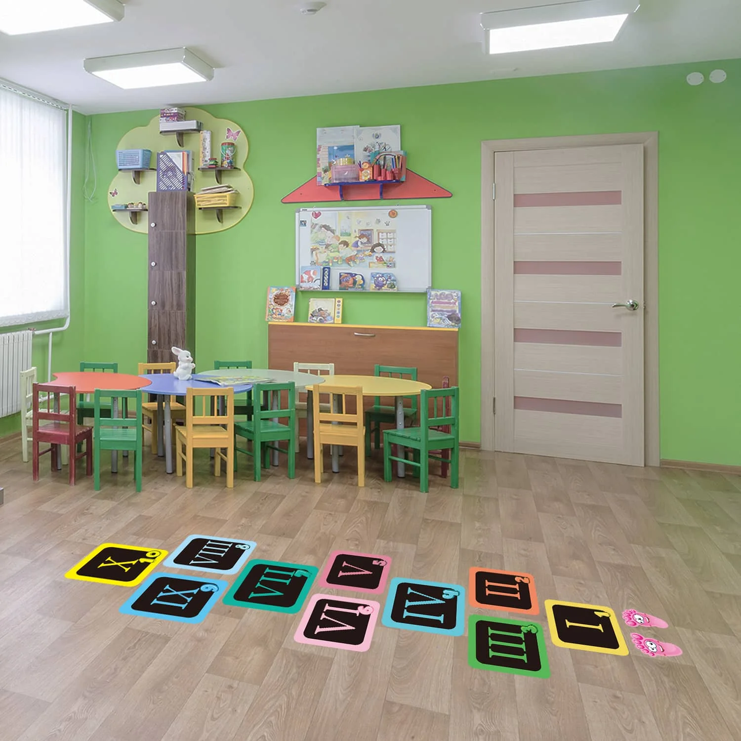 Hopscotch Floor Stickers Lattice Number Game Kindergarten Children Room Cartoon Wall Stickers Waterproof