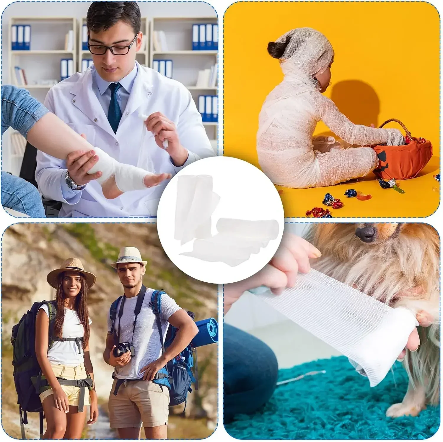 Vendaje elástico PBT para viaje en casa, botiquín de primeros auxilios transpirable, fijación de gasa de emergencia, vendaje para heridas para traumatismos, suministros para el cuidado