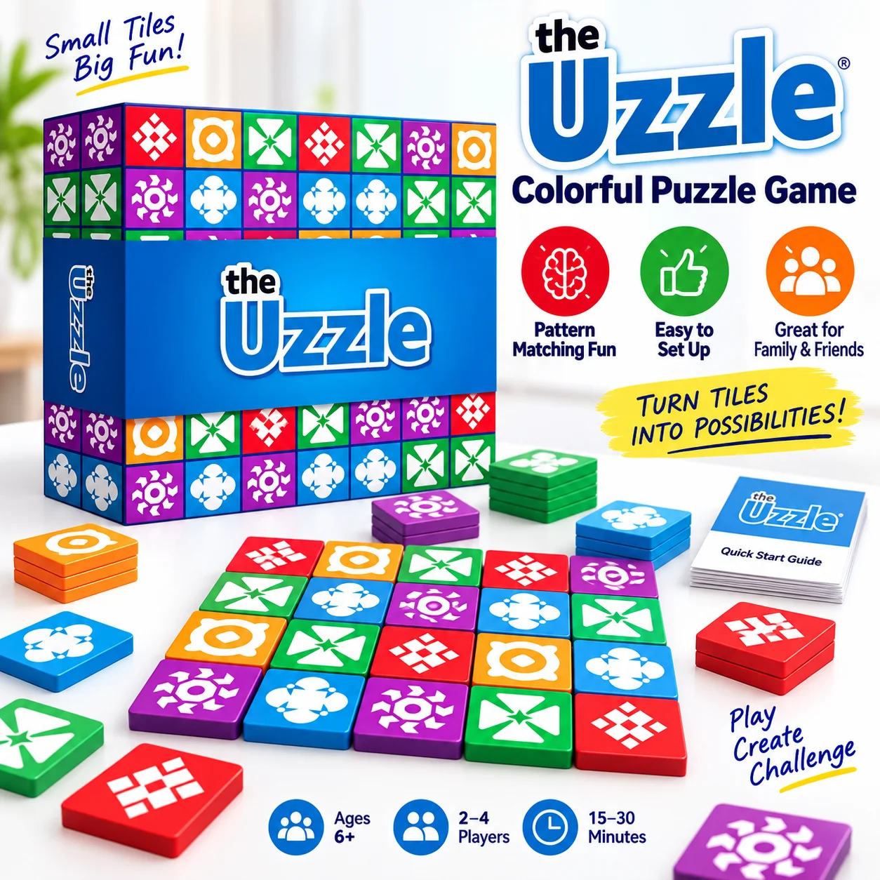 Pattern Matching Puzzle Game for Kids & Adults, Colorful Brain Teaser Tile Game, Family Party Tabletop Game, Logic Thinking Challenge, Screen-Free Educational Gift