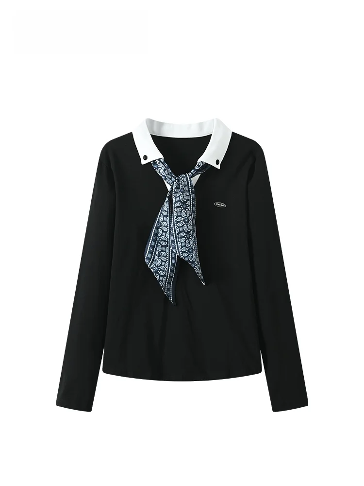 

Свободная женская футболка с длинным рукавом больших размеров, новинка весенней коллекции, удобный дизайн, хлопок с эластаном