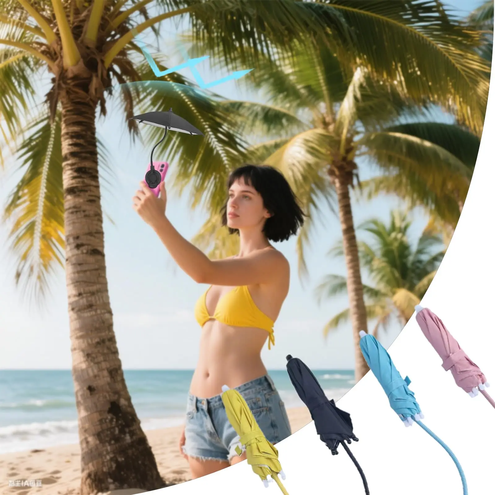 Magnetic Phone Umbrella for Sun - Flexible Adjustable Umbrella Handle,Sun Protection for Mobile Phones,Against Outdoor Bright