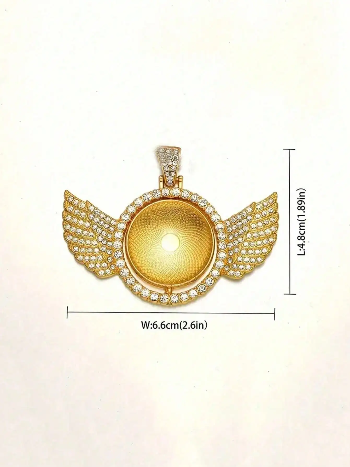 1 personalized photo pendant necklace, custom picture angel wing pendant necklace, unisex sequin gold and silver, fashion retro view 2