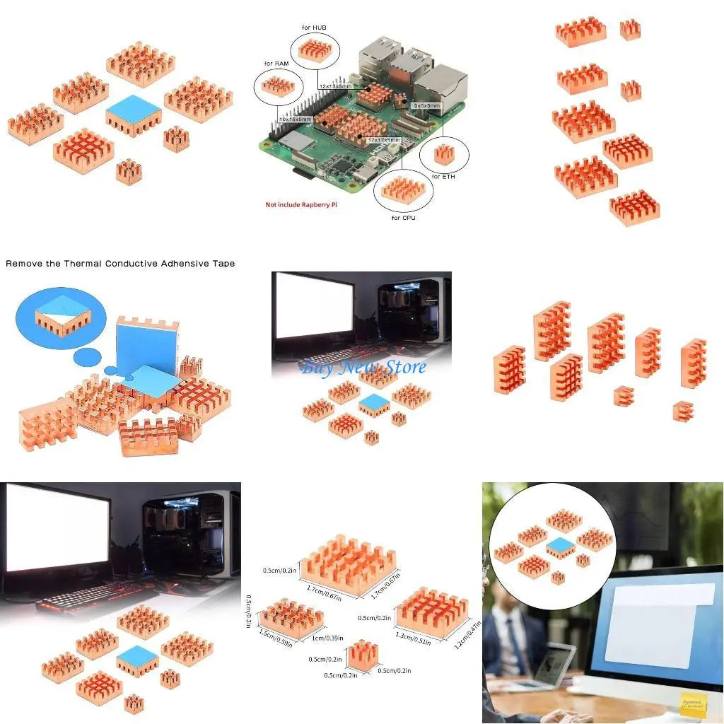 

20CE For RPI5 Board Heat Sink for Zero2W Development Board Heatsinks Cooling Pad 8PCS