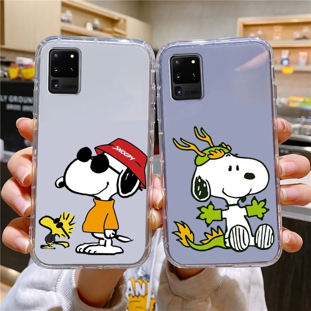 

Cute S-Snoopy Cartoon Phone Case For Samsung Galaxy A52 A12 A51 S21 Edge S22ULTRA S23 S20LITE Plus Ultra Transparent Cover