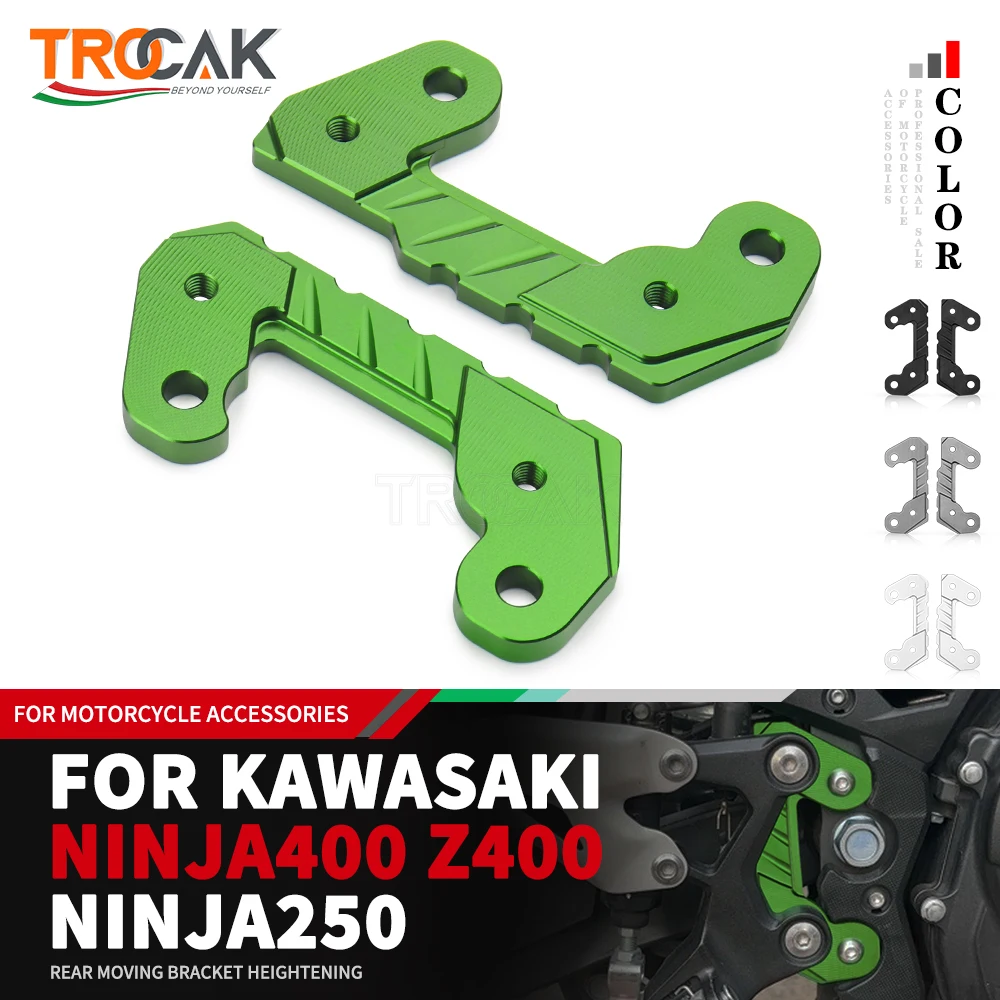 Für kawasaki ninja400 z400 ninja 400 250 motorrad erhöhen fuß pedal heber halterung cnc vorderes pedal hinten bewegliche halterung