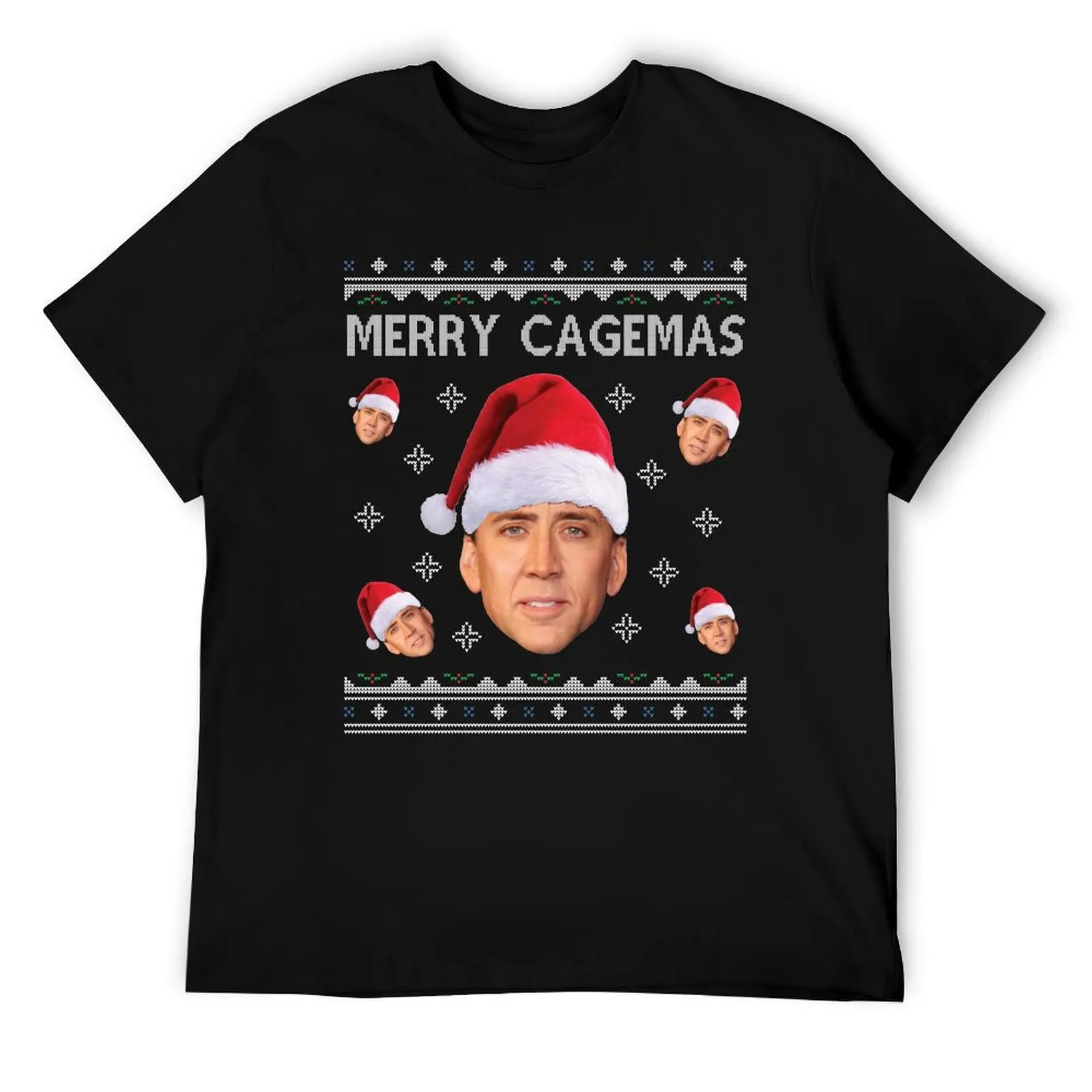

Merry Cagemas Christmas Nicolas Cage Knit T-Shirt printed t shirts for man graphic t shirts for man cotton t shirt man T-Shirt