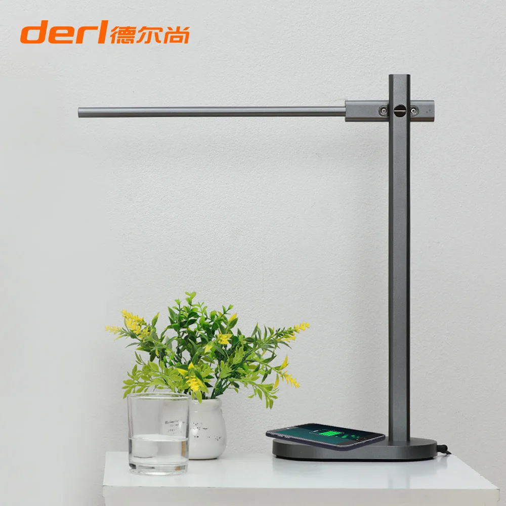 

Delchamps Eye Protection Learning Charging Desk Lamp Desktop Learning Reading Aluminum Alloy Folding Metal Wireless Charging