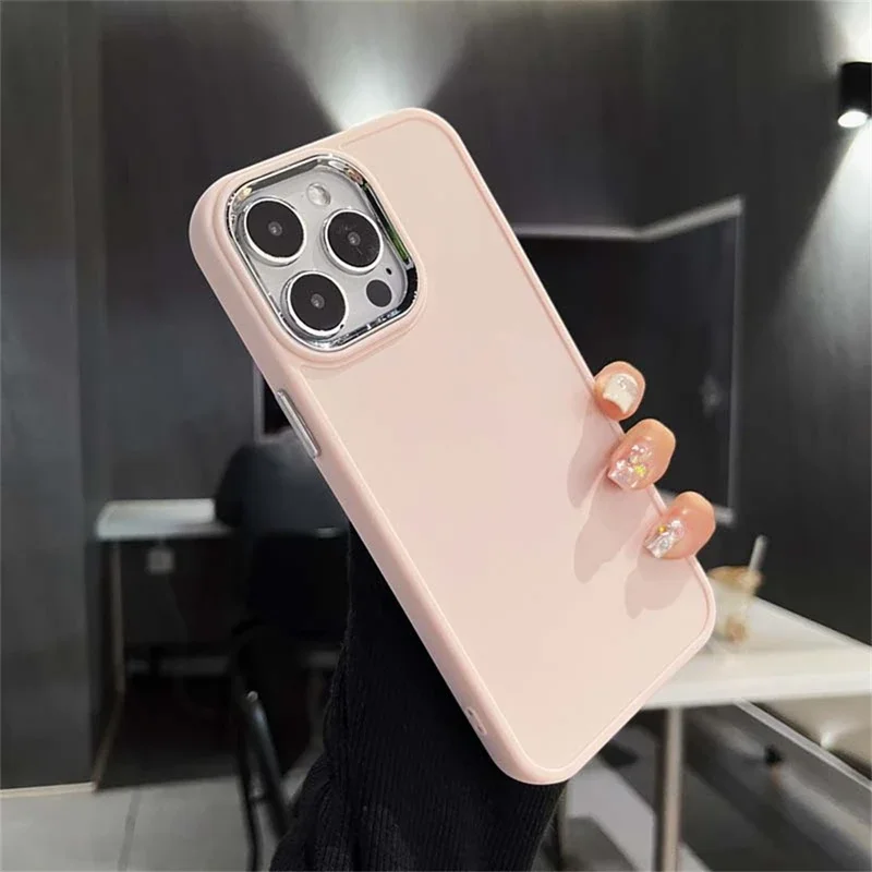 Electroplate Lens Bumber Phone Case For iPhone 15 14 13 12 11 Pro Max X XR XS Max 7 8 Plus SE Solid Color Silicon Back Cover