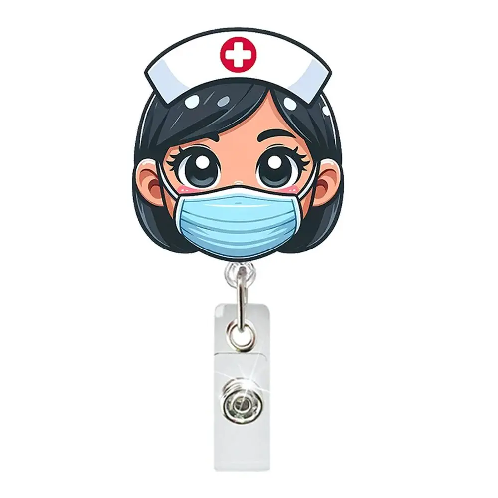 NEW Retractable Nurse Badge Holder Lanyard Acrylic ID Badge Reels Nursing ID Badge Holder ID Card Decoration
