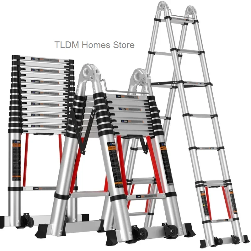 Modern Aluminum Alloy Step Ladders for Home Telescopic Folding Ladder Light Luxury Kitchen Multifunctional Engineering Staircase