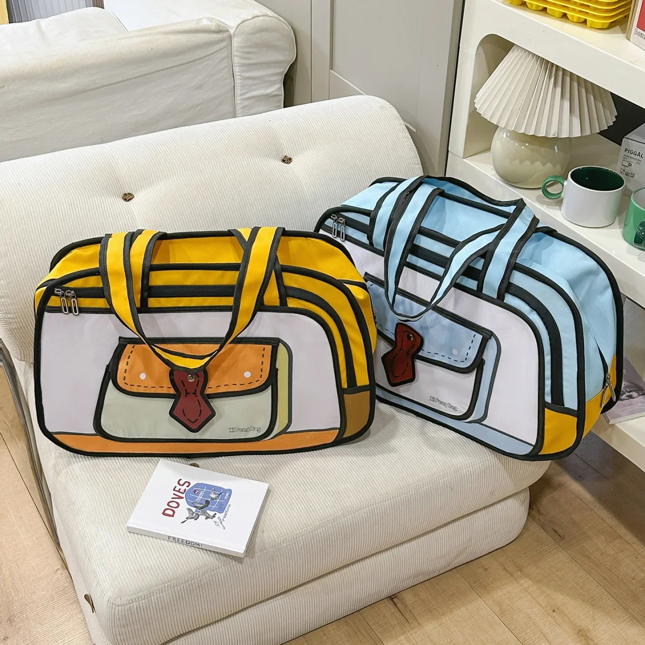 

Женская модная сумка через плечо в стиле аниме, цветная контрастная сумка с героями мультфильмов, сумка на тему бадминтона