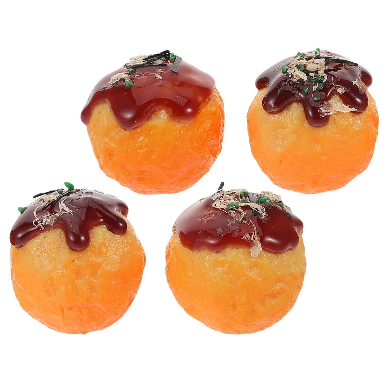 4Pcs Authentic Takoyaki Simulation Kitchen Food Plastic Pretend Snack for Restaurant Display Themed Parties Classroom Teaching