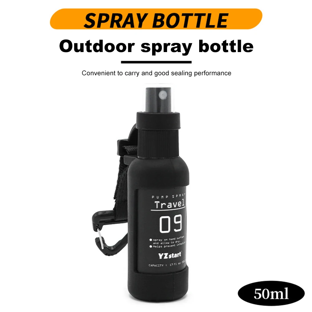 50ml Travel Bottle Leak Proof Refillable Spray Bottle Portable Sprayer with Tactical Hook Strap Alcohol Spray Bottle for Liquid