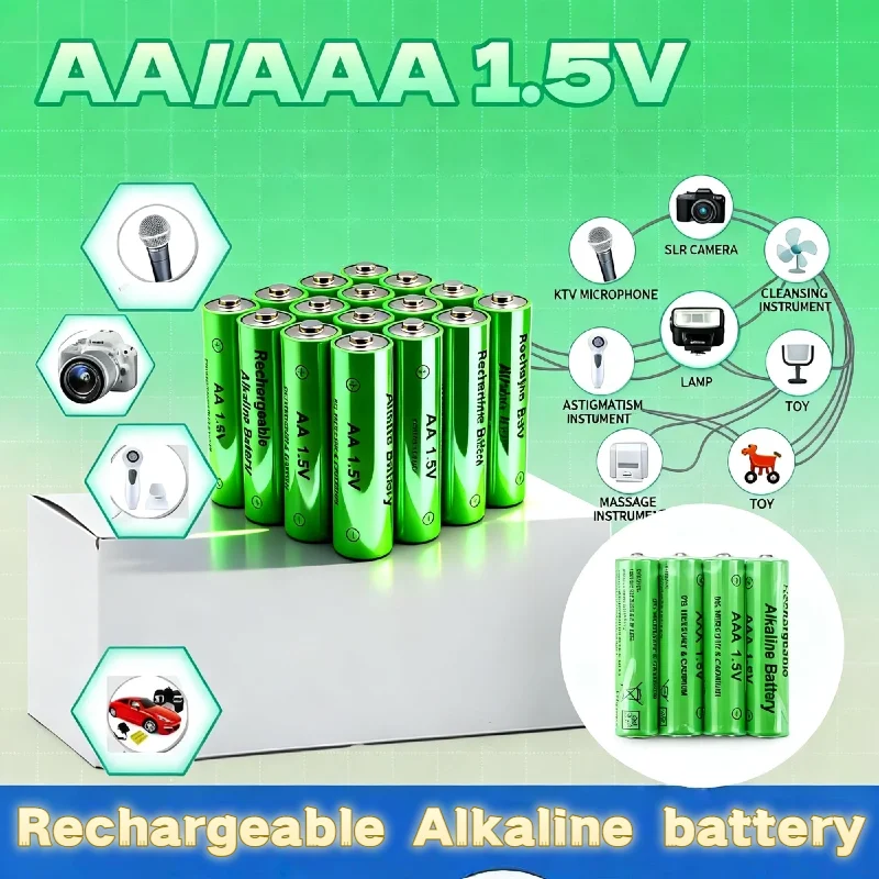 

Alkaline Rechargeable Batteries AA AAA 1.5V Long-Lasting Power Optimal for Remote Control Mouse Toys Clocks Computers