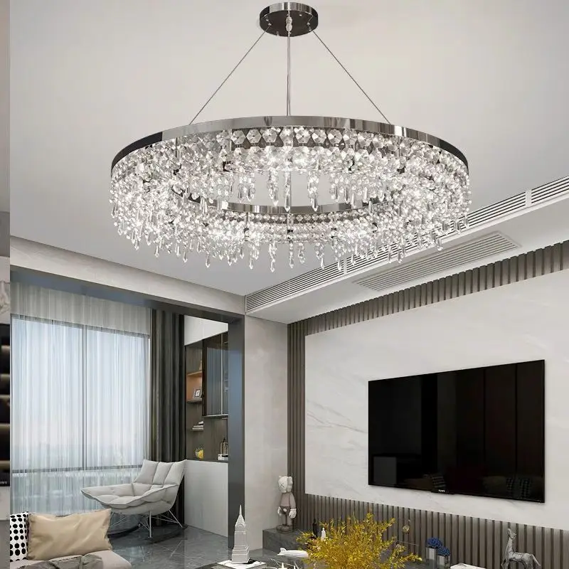 Moderno lusso cristallo Led lampadario cerchio anelli lampadario soggiorno decorazione sospensione Lamparas infissi per scale Villa