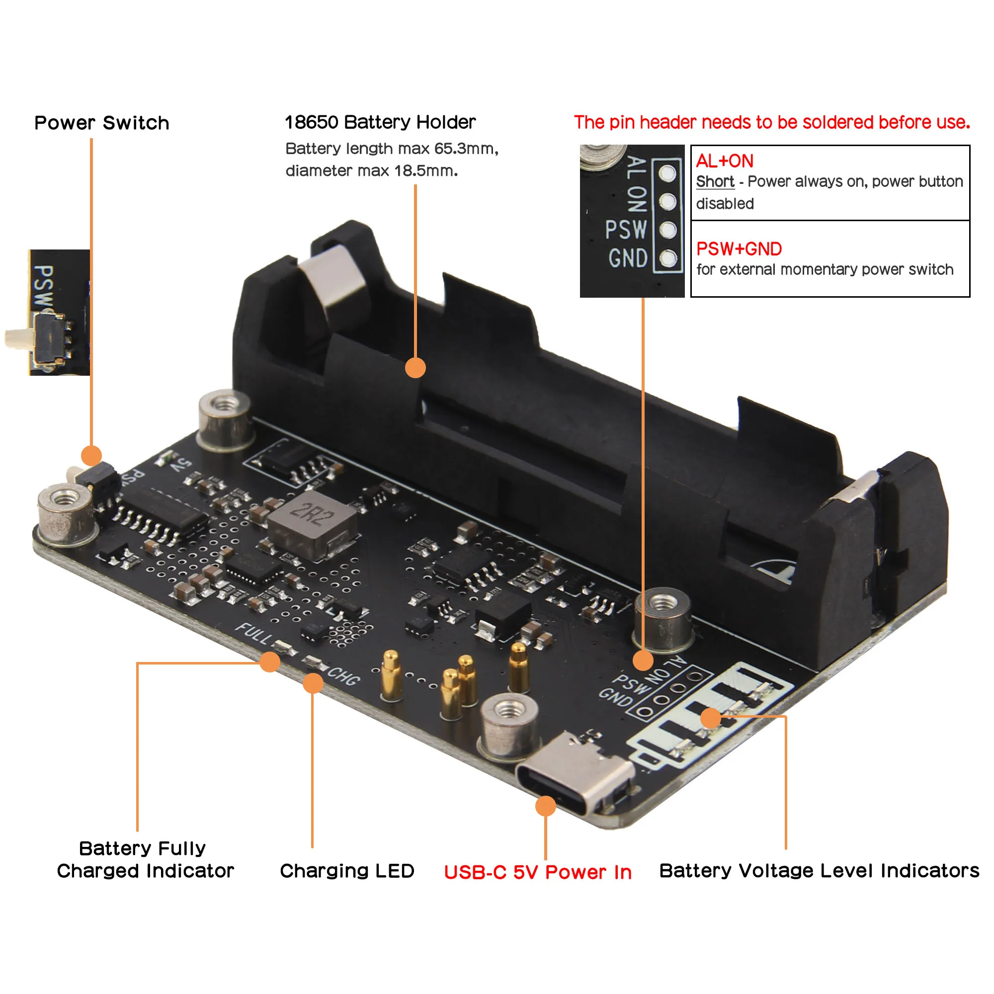 Raspberry pi zero、x306、18650、2 w用のgeekworm-upsシールド