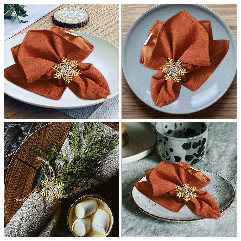 

6 Pcs Snowflake Napkin Holders Metal Rings Buckles Decors Alloy Clasps for Home Decoration