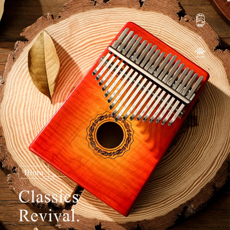 Hluru Kalimba 17 Key Thumb Piano Professional Kalimba 17 Keys Finger Piano Full Solid Wood Veneer Beginners Portable Instrument