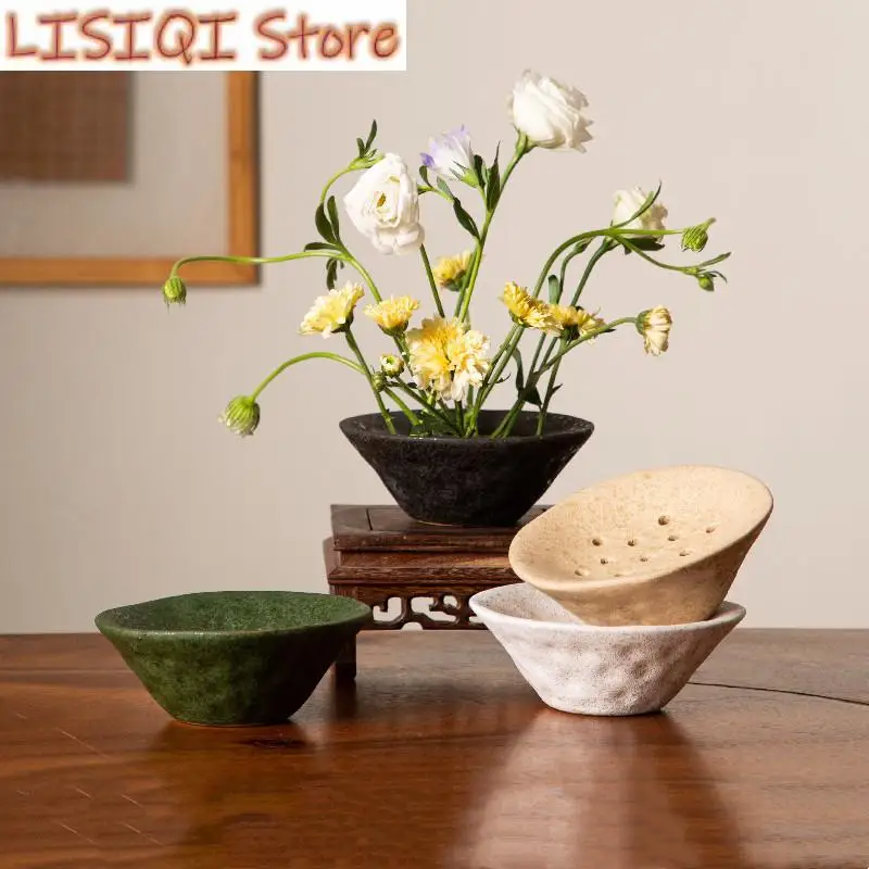 

New Ceramic Flower Arranger Lotus Root Hydroponic Floral Arrangement Accessories Coarse Clay Bowl Flower Terrarium Home Decor