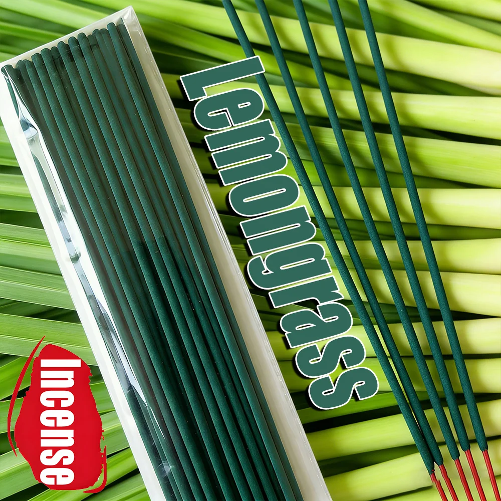 Wholesale Premium Lemongrass Incense Sticks, 12.8-Inch Extended Bamboo Incense Sticks, Made from Natural Lemongrass Incense Powder, Long-Lasting Fragrance, Suitable for Home, Office, Yoga, Meditation, after Meals, Reading, Music, and Creating an Aesthetic Smoke Effect