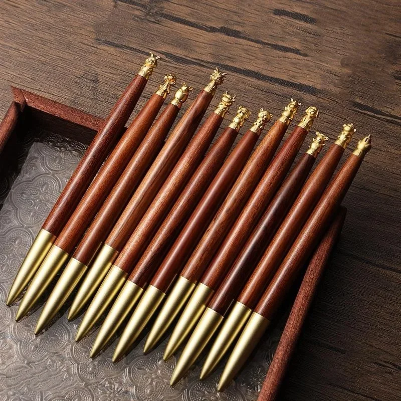 

Retro Wooden Retractable Roller Ball Pen Smooth Writing Signature Executive Pen Vintage Business Ball Point Pen Gift