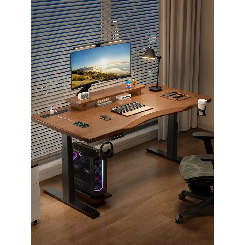 

Solid wood electric lifting table, home desk study table