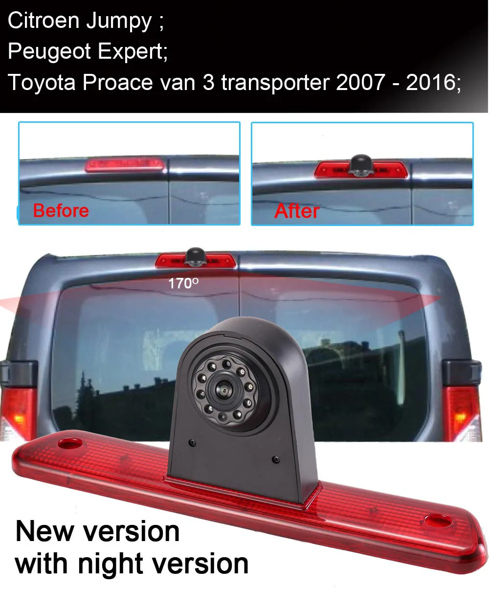 HKNL CCD Parking Car Reverse Rear View Camera+2.4GHZ Wireless For Citroen Jumpy Peugeot Expert Toyota Proace Van Brake Light