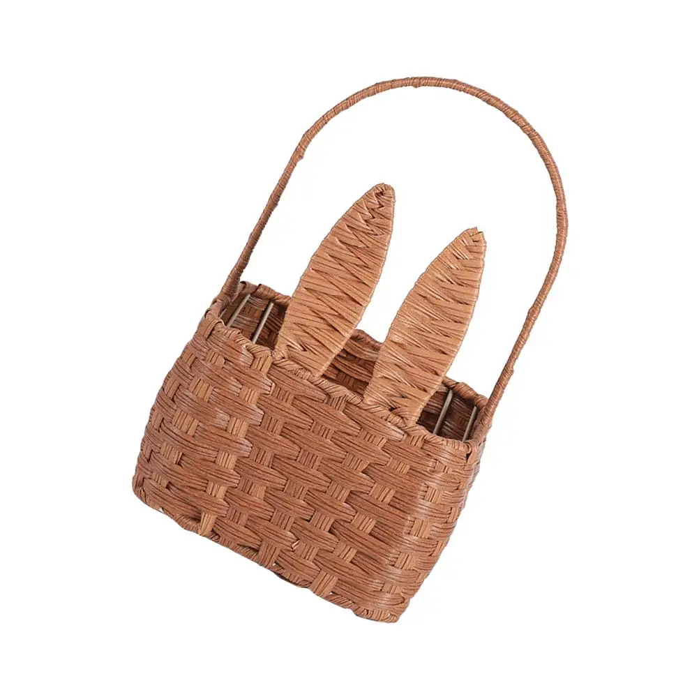 

Rabbit Basket Woven Storage ganizer Lightweight Portable Handle Sundries Basket Outdoor Use Exquisite Craftsmanship