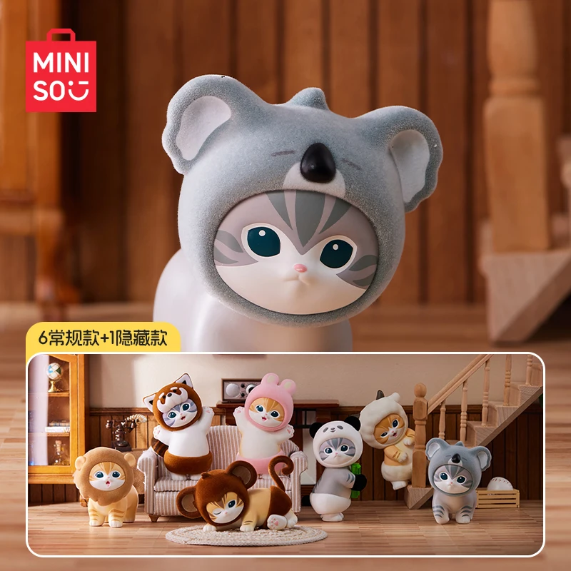 Miniso Mofusand Sanrio Furry Cat Animal Party Blind Box Mysterious Ornament Doll Twist Egg Pvc Action Figures Toys Kids Gift