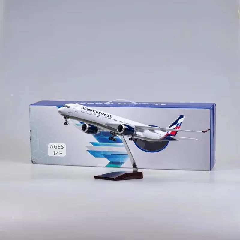 1/142 Scale 47CM Airplane Airbus A350 Russia Airways Model With lights and wheels Diecast Resin Plane Collection Gifts