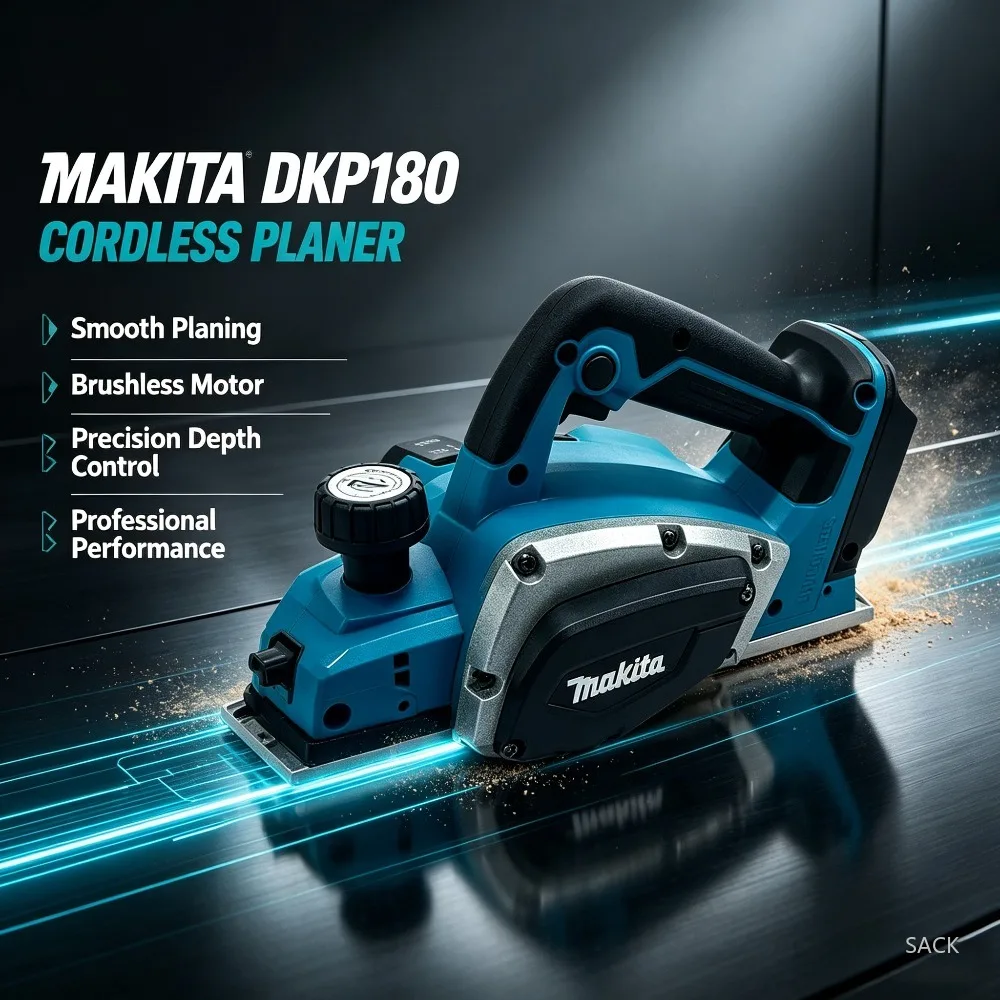 Makita DKP180 Cordless Planer, 650W 15000RPM 26mm Groove, Double Insulation with Dust Collection