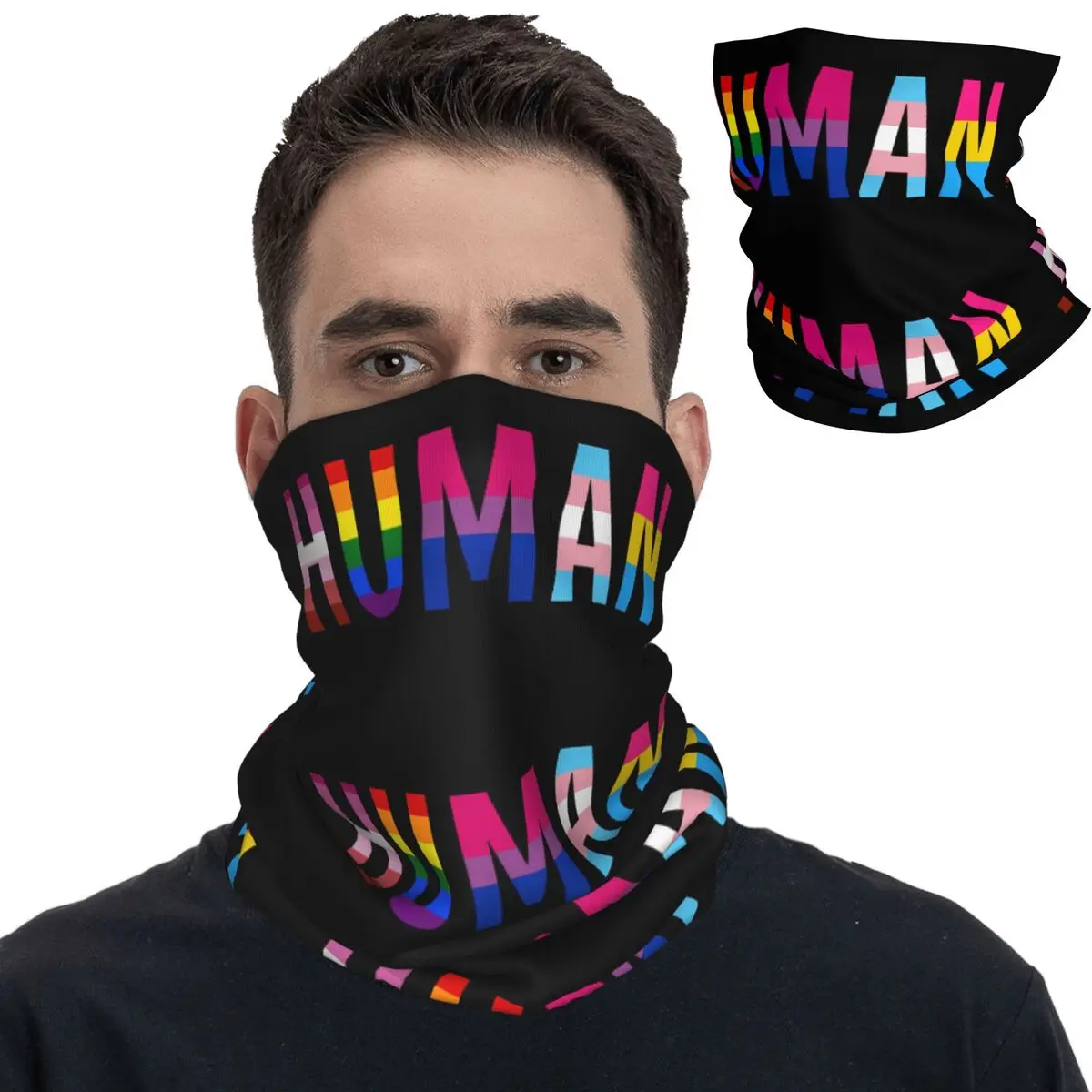 Lesbian Gay Bisexual Transgender Pansexual Human LGBT Pride Bandana Neck Gaiter Face Scarf Warm Cycling Scarf Riding Adult