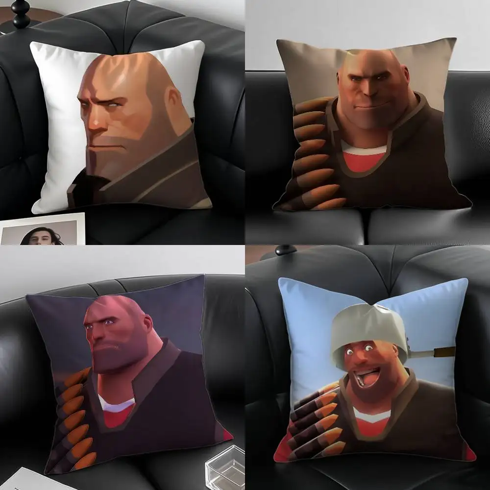 Buff Team F-Fortress 2 TF2 Kissenbezug, Anti-Dustmite-Kissenbezug, unsichtbarer Reißverschluss, seidiger, kurzer Plüsch-Sofa-Kissenbezug