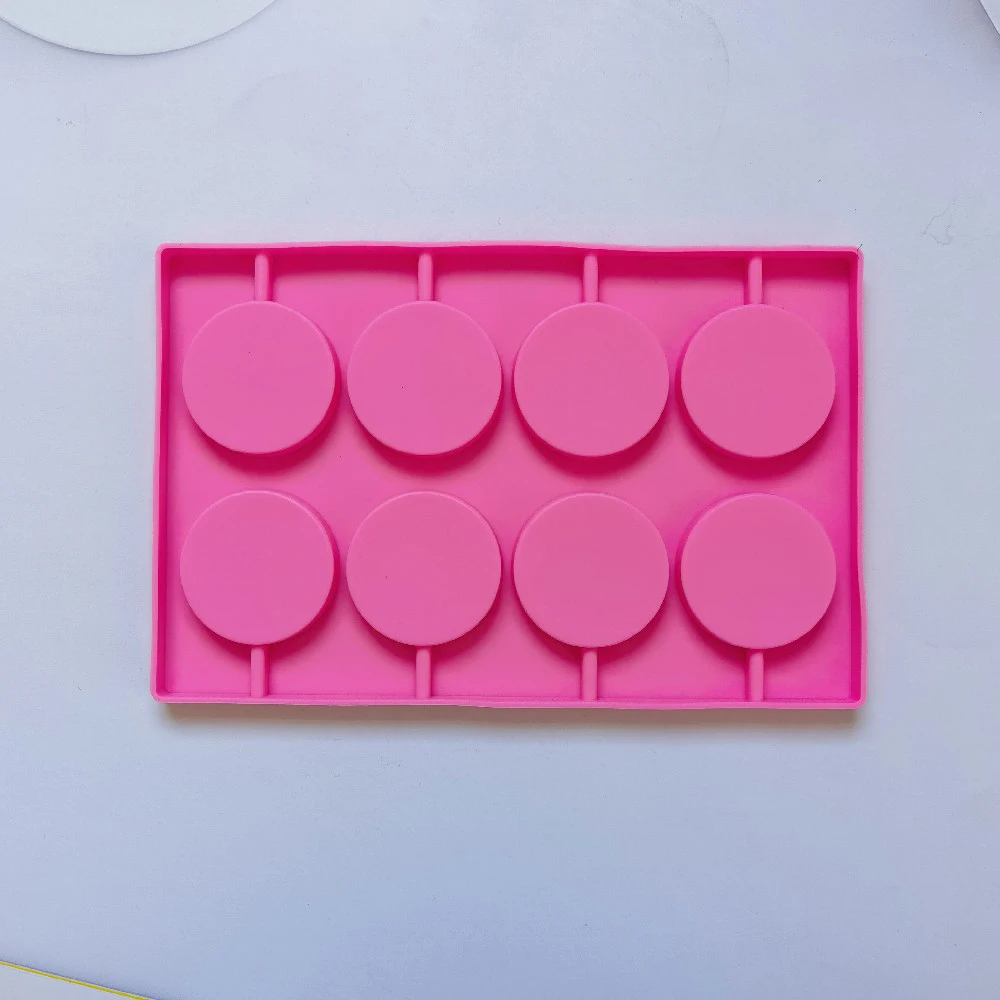 8-Cavity Round Silicone Lollipop Candy Mold Homemade Kids Cake Chocolate Cookies Mould Baking Pastry Decorating Tools