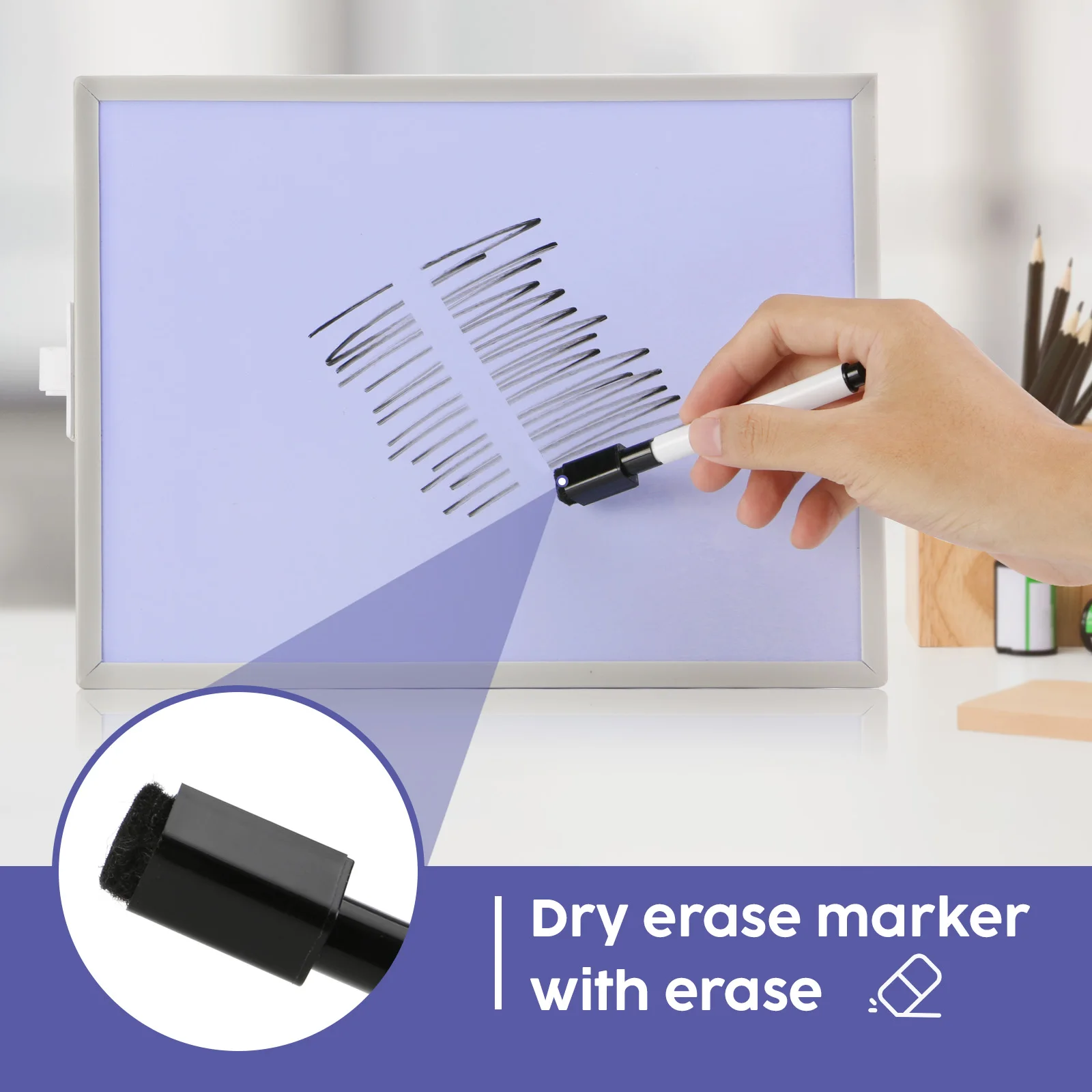 Magnetic Dry Erase Board  with Markers Pen and Erase Cap For Kitchen Shopping Lists, Memo Boards