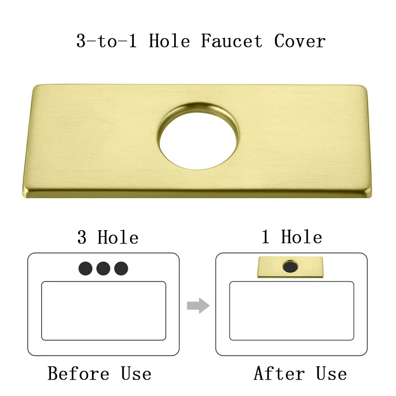 Sink Tap Hole Cover Escutcheon Plate Stainless Steel Deck Plate for 1 or 3 Hole Bathroom Kitchen Sink Most Single Hole Faucet