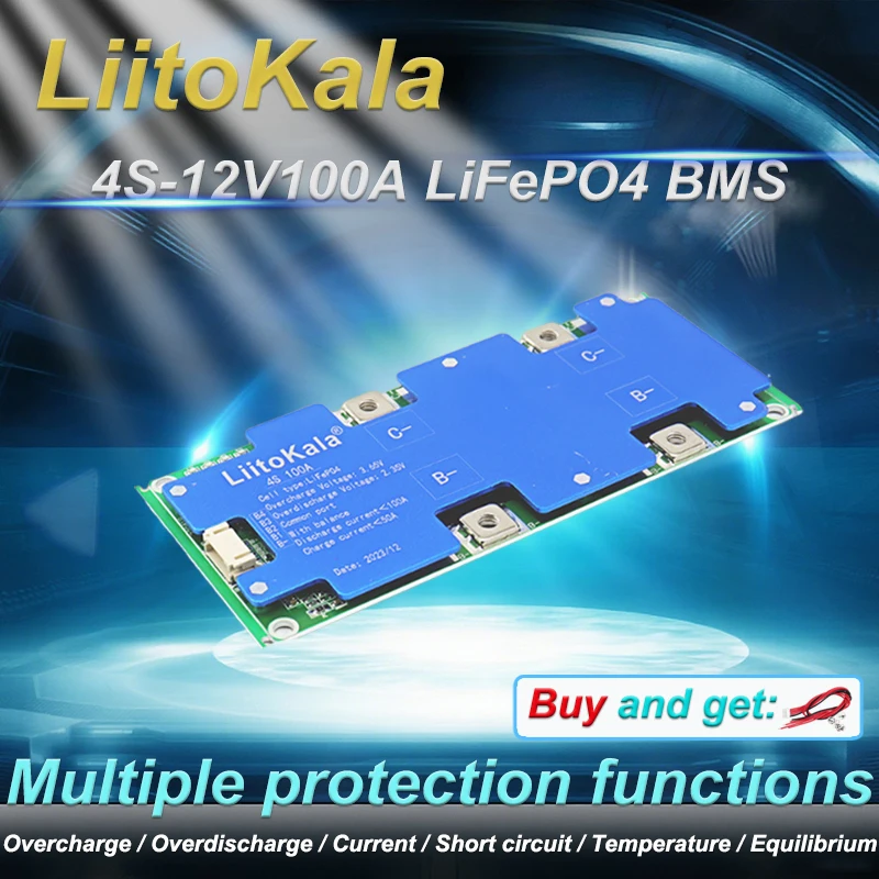 LiitoKala 4S 12V 100A BMS LiFePo4 Battery Protection Plate Safe Efficient Battery Management for Electronic Products