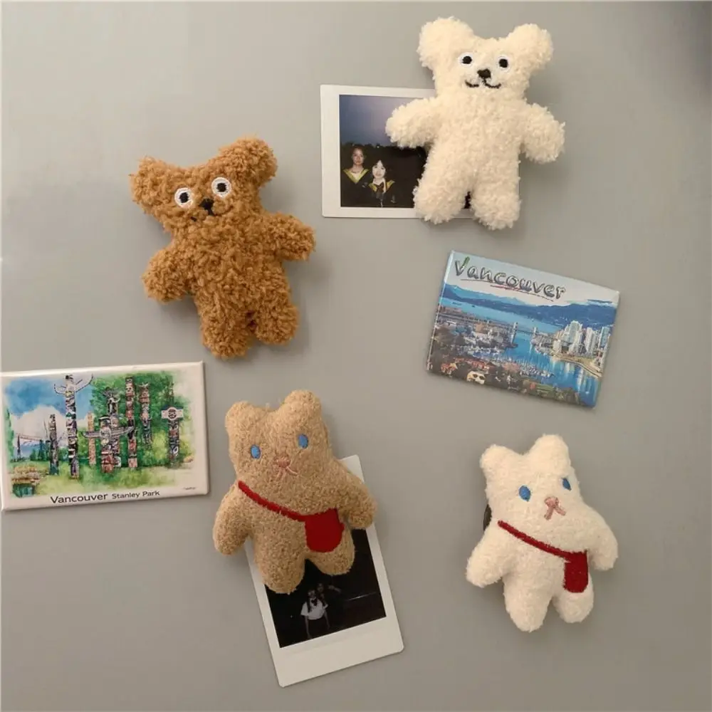 2 PCS Kitchen Cute Cartoon Home Decor Bear Fridge Sticker 3D Plush  Decals Magnet Refrigerator Sticker