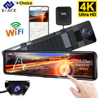 Dashcam 4K GPS WIFI Touch 12 Inch  Night Vision Car DVR Dash Cam Black box Video recorder Camera Rear View