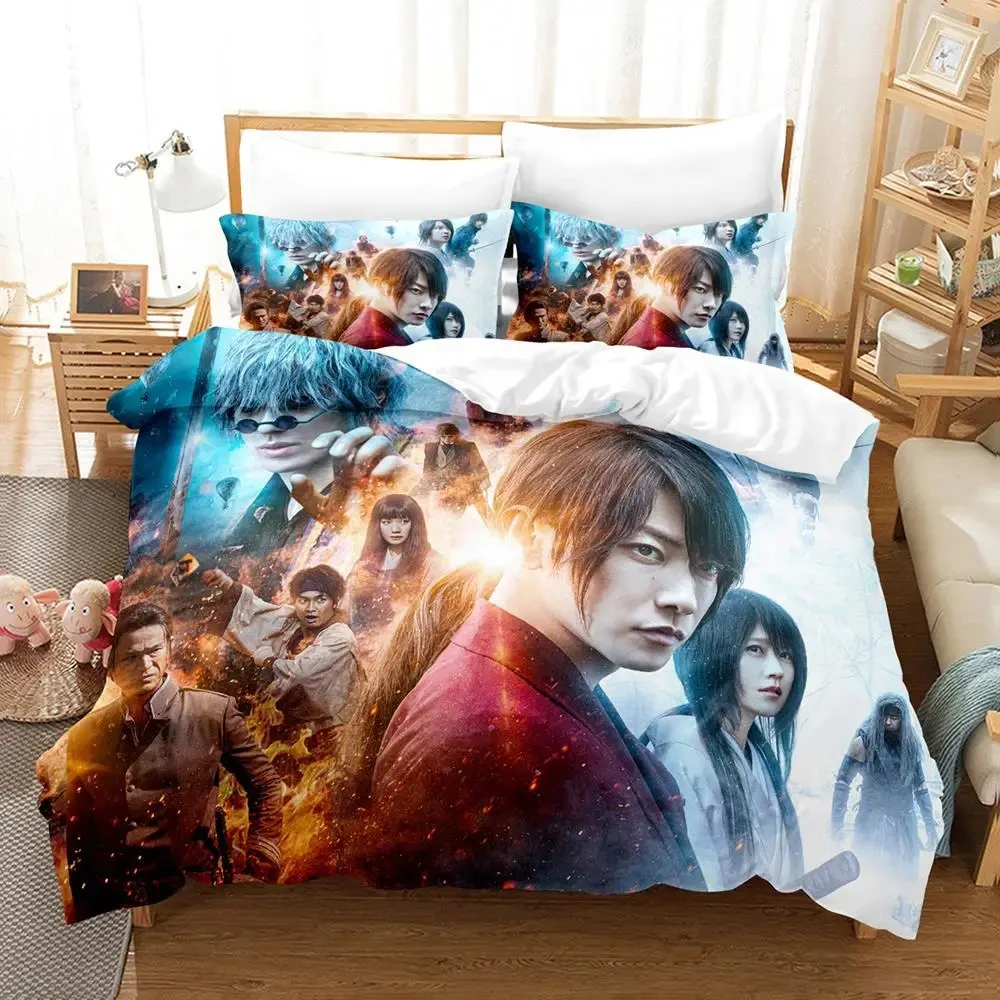 

Fashion Anime Rurouni Kenshin Bedding Set Boys Girls Twin Queen Size Duvet Cover Pillowcase Bed Kids Adult Fashion Home Textiles