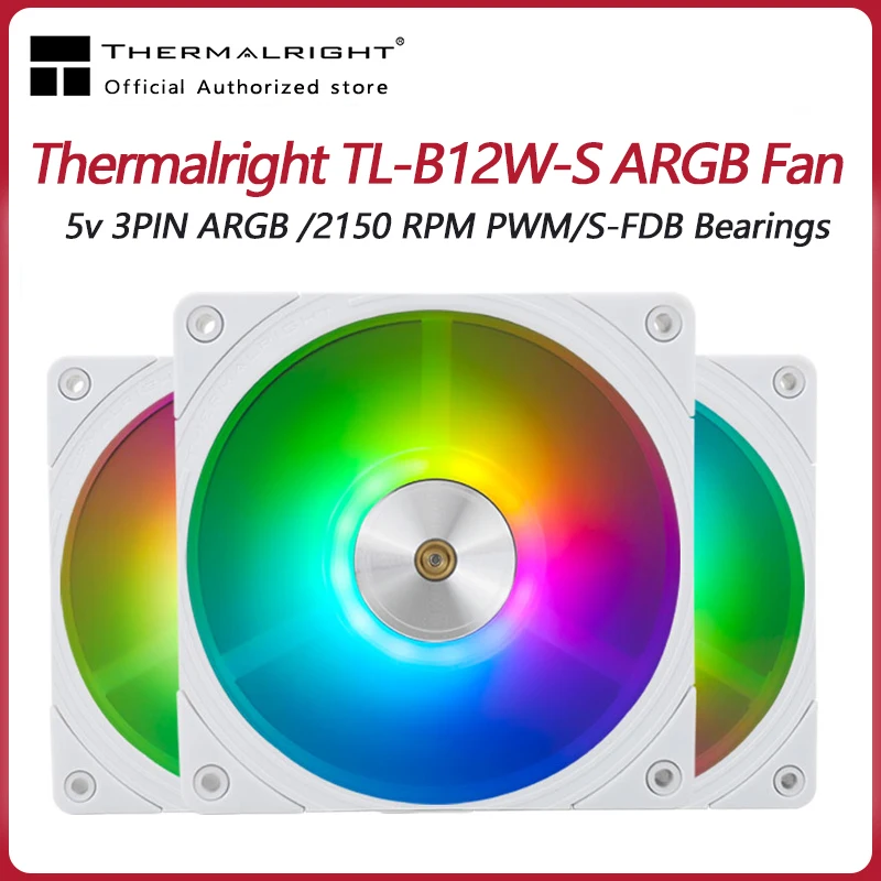 

Thermalright TL-B12W-S 120mm Fan 3 in 1 PC Computer Case Fan Cooling Cooler 3PIN ARGB 12cm Mute Fans 4pin PWM Adjust Speed FAN