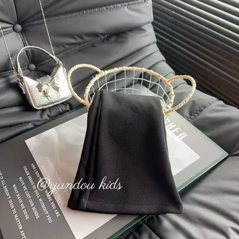 Kids Fake Two Piece Shirt Flare Pants Outfit Spring Autumn Girls Lace Blouse Korean Fashion Trendy Set 90-140cm