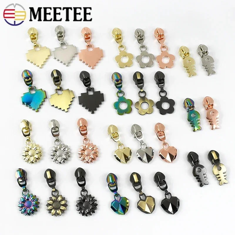 

50Pcs Meetee Zippers Slider for Nylon Zip Tape 5# Closure Ziper Cursor Clothes Luggage Zips Tongue Sewing Zipper Repair Kit