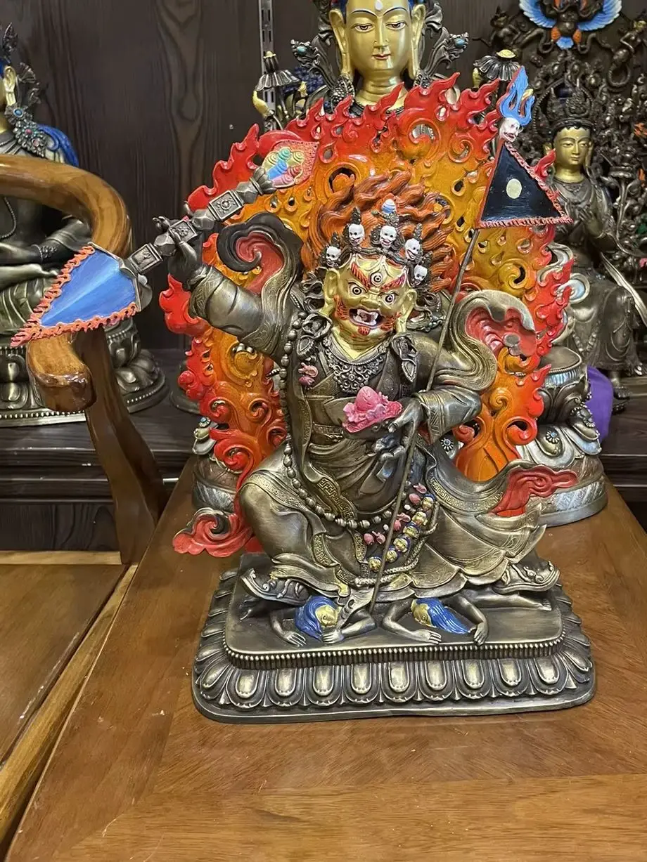 Exclusive handmde 23cm Buddha statue Tibet Buddha Cuoda copper carving Mighty Power Maha ga la Buddhist lama alter worship