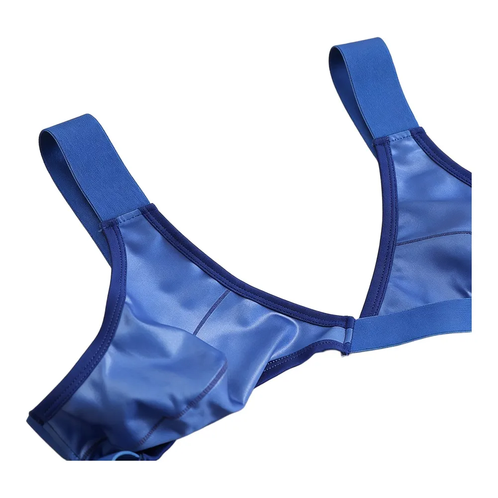 

Casual Blue Black Men Faux Leather G-strings Open Butt Pouch Briefs Underwear Stretch Low Waist Thongs Male