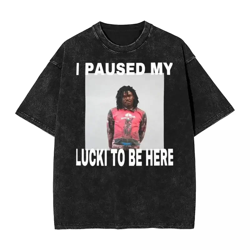 Lucki Kankan summrs Ken Carson T shirts hip hop washed cotton oversize T-shirts vintage Men tops streetwear printed tees