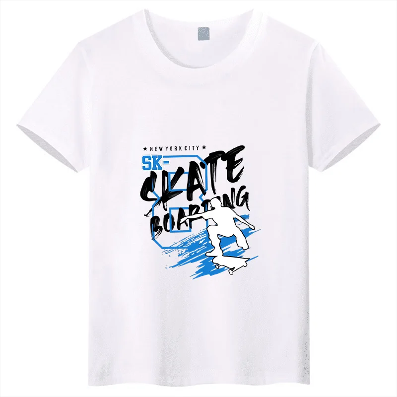 

Новая футболка с принтом в стиле скейтбординга для детей, хлопок, круглый вырез, короткий рукав, для родителей и детей
