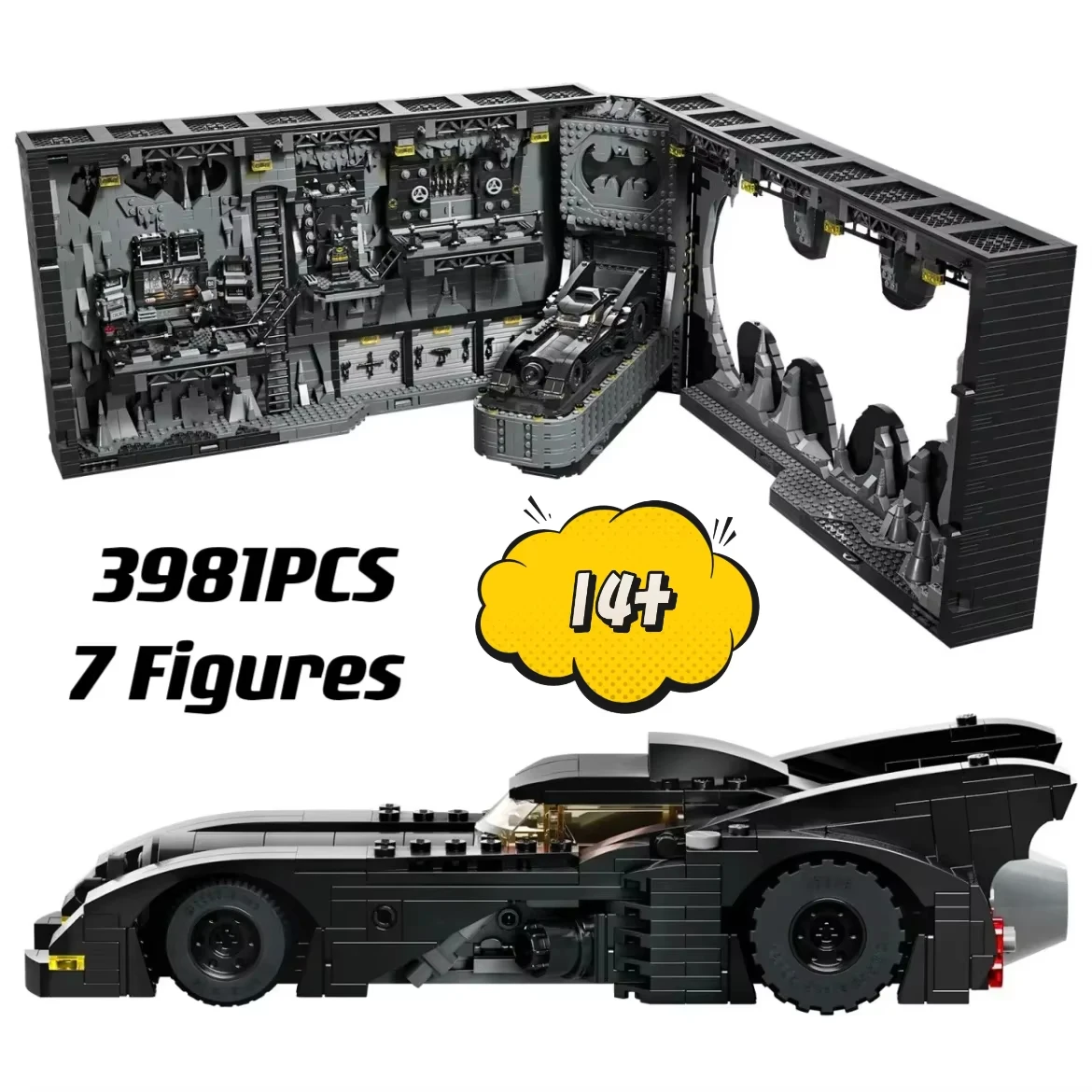 

Модель Batcave Box, классические праздничные подарки для вечеринок, 3981 шт., кирпичные детские развивающие игрушки