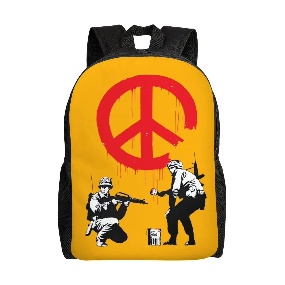 

3D Print Banksy Soldiers Backpack Street Graffiti Artist College School Travel Bags Women Men Bookbag Fits 15 Inch Laptop