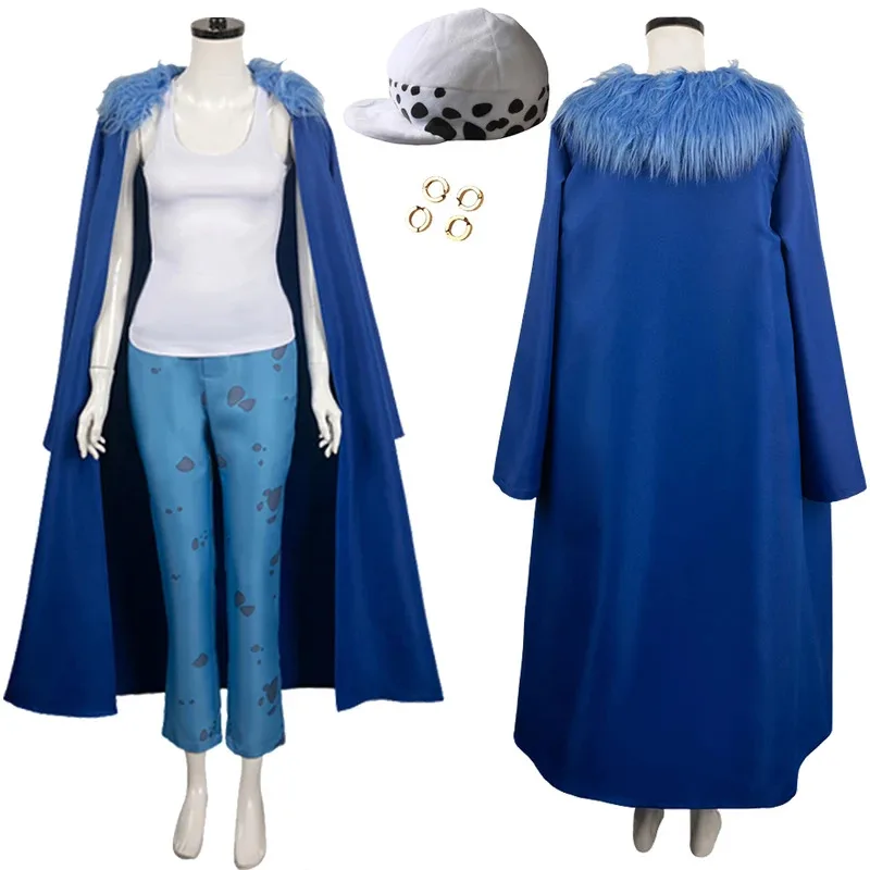 Trafalgar Cosplay Ley fantasía capa pendientes trajes Anime disfraz de pirata disfraz mujeres adultas juego de rol fantasía trajes mujer hh